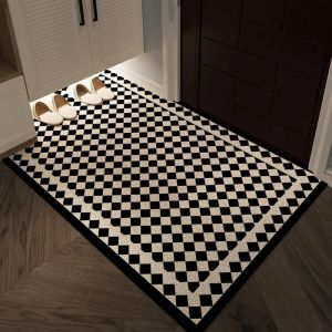 Checkerboard Carpet Mat Rug Home Decoration Vintage Geometric Pattern Living Room Entrance Floor Mat Door Mat Kitchen Rug