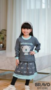 Set Rok Anak Perempuan Terbaru Setelan Baju Anak Perempuan Lengan Panjang Set Rok 7/8 Anak