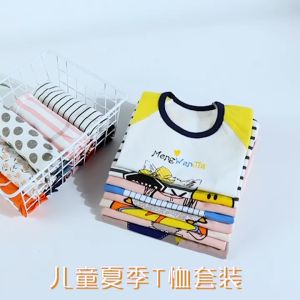 ชุดเสื้อกางเกงขาสั้น ชุดเด็กลายน่ารัก เสื้อผ้าเด็ก สบาย ใส่สบาย