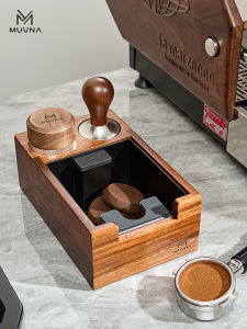 MUVNA Coffee Dosing Station Universal for 51/53/58 Models Cherry Wood Color Cloth Dosing Tool Base with Wastebasket