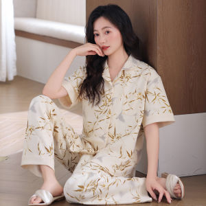 MiiOW | Cotton Summer Pajama Set Thin Short Sleeve Long Pants