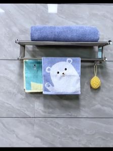 ราวแขวนผ้า ชั้นวางผ้าขนหนู ราวตากผ้าสแตนเลส ราวแขวนผ้าสแตนเลส 2in1