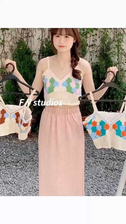 𝙁.𝙔 𝙨𝙩𝙪𝙙𝙞𝙤𝙨 NO.262 พร้อมส่งครบสี เสื้อสายเดี่ยว แบบถักไหมพรมดีเทลเสื้อ ...