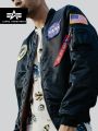 Alpha Industrial Flight Jacket MA-1 NASA Outerwear Men Winter Waterproof Cold Resistant Zipper Closure Nylon Casual Jacket. 