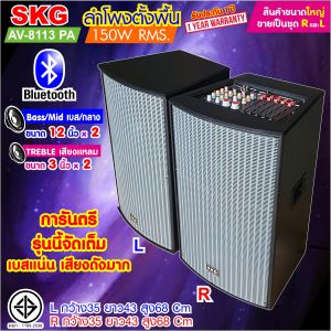 ลําโพงตั้งพื้น ลําโพงขนาด 12 นิ้ว 150W RMS สุดยอดเบสแน่นๆๆ รุ่น AV-8113 PA (หน้าเทา ตู้ดํา) ขายเป็นคู่ ซ้าย-ขวา ลําโพง ตู้ลําโพง ลําโพงเบสหนักๆ SKG