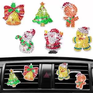 other | 6-Piece Diamond Painting set car Decoration Christmas pattern acrylic Material car interior Decoration Christmas gift