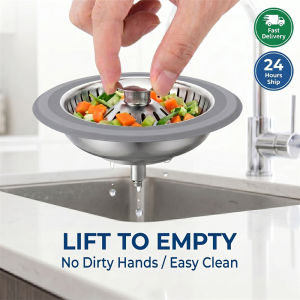 Sink Strainer Pop Up Kitchen Anti-Rust Anti Clog Basket Filter 304 Stainless Steel Odorless Drain Fits HDB Sinks