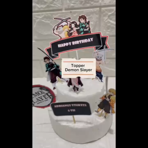 ( 1 set ) Topper Ulang Tahun Demon Slayer / Topper Cake Demon Slayer / Toper Kue Demon Slayer