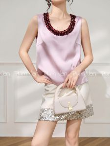 PlumJan | Elegant Luxe Pearl Beaded Sleeveless Vest