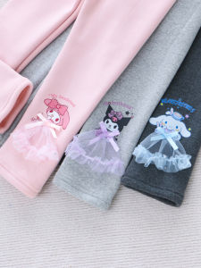 Thickened Fleece Childrens Long Pants Cartoon Kuroko Outerwear Bottoms Versatile Autumn Winter Fashion Soft Cotton Polyester