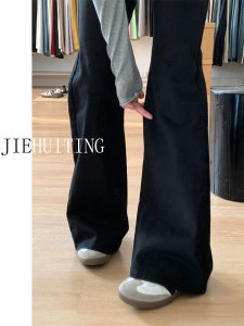 Quần Jeans Denim Ống Loe Màu Đen Cạp Thấp Cho Nữ Cao 175 Cm 180 Cm Quần Dài Dài Đến Sàn Kiểu Dáng Rộng Thường Ngày Thu Đông