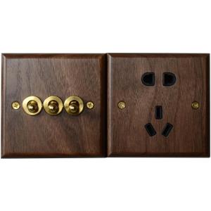 BaldeVance | Vintage Style Walnut Wood Brass Toggle 86-type Outlet