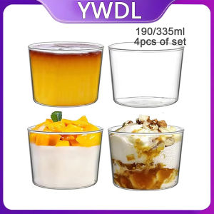 YWDL 190/335ml Clear Glass Dessert Bowl Set Heat Resistant Jelly Pudding Cup Mousse Ice Cream Mould Dipping Dish Condiment Bowl