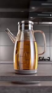 Biblio【Ready in Stock】 600ml/800ml/1000ml Glass Oil Bottle Cooking Oil Vinegar Soy Sauce Bottle Leak Proof Kitchen Tool