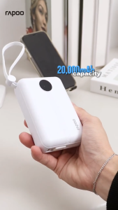 Rapoo RH20MS Pro 20000mAh Power Bank PD20W/PD18W Fast Charging Built In Cable 22.5W Super Fast Charge With 2 Ropes