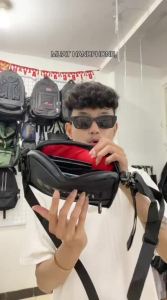 Tas Slingbag Bahu PEGE Barra Slempang Pria 2IN1 Premium Polos Hitam Casual Antiair - PG 8998