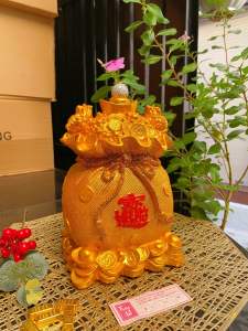 (26x14x17cm) Heo đất Túi vàng Tài Lộc chiêu Tài nạp Phúc cho gia chủ thêm nhiều may mắn