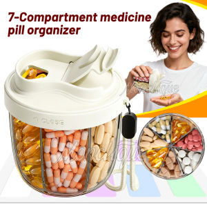 Cute Pill Organizer Dispenser 7 Large Compartments Portable Pill Bottle with Wide Opening Anti-Mix Pill Box Travel 20 Pcs Sticky