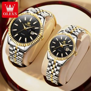 OLEVS Couple Watch Sale Buy 1 Take 1 2024 New Original Branded With Box Waterproof Stainless Steel Luminous Calendar Quartz Casual Watch