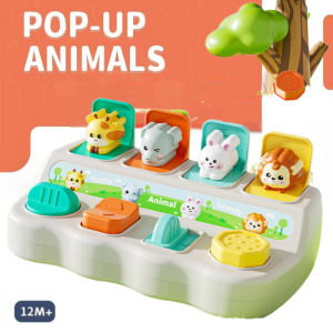 Baby Learning Toy Interactive Pop Up Animals Toy for Toddlers Baby Early Education Puzzle Game Cause and Effect Toys