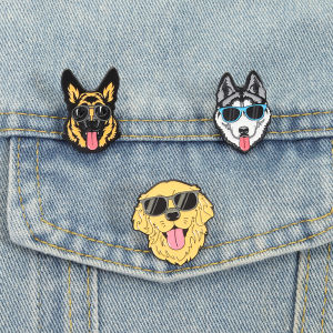 Cool Dogs Enamel Pins German Shepherd Golden Retriever Husky Brooches Lapel Badge Jewelry Gift for Dog Parent Friends