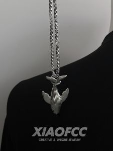 Fancy Autumn/Winter Sweater Chain Mens and Womens Trendy Ins Hip Hop Whale Pendant Necklace Disco Jumping Long Sweater Ornament