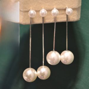 Long Pearl Earrings Women S925 Silver Needle Large Ball Tassel Anti Allergy Korean Fashion Elegant Clip on Jewelry Accessories