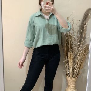 Abdi Grosir Olivia Shirt Kemeja Oversize Linen Terbaru