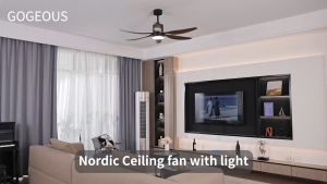 【COD】 Lampu kipas angin gantung plafon 2 in1 52inci kayu Motor DC Senyap 3 warna 6 Kecepatan lampu kipas angin