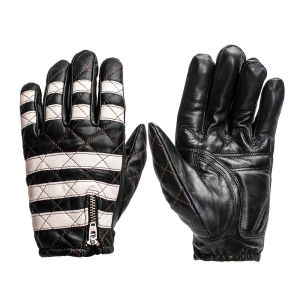FOGY GARAGE | Black White Stripe Sheepskin Motorcycle Gloves