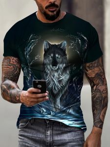 Hot Toys | Hot-selling Fashionable Mens Wolf Pattern 3D Printed Round-neck T-shirt Soft Texture Hip-hop Outdoor Street Wear Large Size