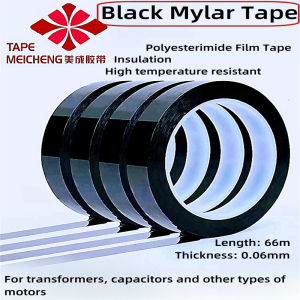 Đen Mala Băng Mala Băng đầy màu sắc không đánh dấu Pet Mala Băng chịu nhiệt độ cao cách điện biến áp Băng bất kỳ chiều rộng * 66M