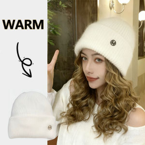 Womens Winter Hats Soft Knit Beanie Warm Rabbit Fur Cute Solid Color Slouchy Cap Casual Outdoor Fashion Solid Adult Cover Head