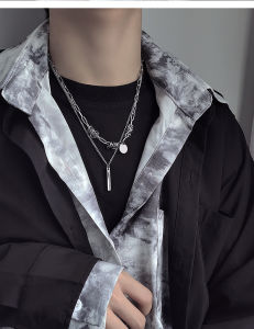 Necklace For Men Silver Korea Style 2024 Alloy Neck Chain Jewelry Hip Hop Pendant Jewelry Collarbone Chain