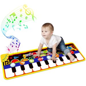 Kids Musical Mats with 25 Music Sounds Musical Toys Toddler Music Piano Keyboard Dance Floor Mat Carpet Animal Blanket Touch Playmat Birthday Gift Toys for Baby Girls Boys