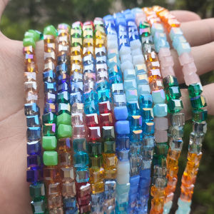 36Pcs 6mm Faceted Square Crystal Glass Cube Beads Loose DIY Jewelry Making Charms Bracelets Crafts Accessories