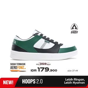 Aerostreet 37-44 Hoops Low 2.0 Putih Hijau Tua Hitam - Sepatu Sneakers Casual