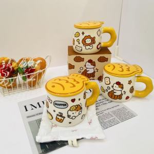 Cốc Thủy Tinh Sứ Hình Mèo Cá Chép Dùng Trong Gia Đình Cốc Đựng Nước Bằng Sứ Có Nắp Quà Tặng Sinh Nhật Cho Nữ Giá Trị Thẩm Mỹ Cao