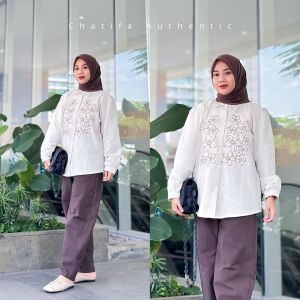 Set SAKURA by Chatifa/Setelan Chatifa Terbaru/Setelan Atasan mix celana pants/Setelan kemeja terbaru/setelan bordir/setelan katun linen premium/setelan Busui wudhu friendly/one Set Chatifa/One Set Simple mewah elegan/One Set Premium Import/One Set Bangkok