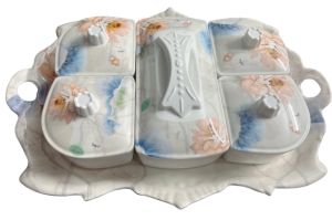 [Tặng 10 lixi xuân ] Khay đựng bánh kẹo - mứt Tết chữ nhật 5 ngăn có nắp bằng nhựa phíp cao cấp