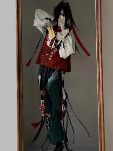 โคมไฟปีใหม่ กางเกง ชุดปักองค์ประกอบฮั่น ปกตั้ง ปุ่มด้านหน้าสไตล์จีนแบบดั้งเดิม ผู้หญิง ทันสมัย เสื้อผ้า