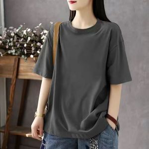 ทันสมัย เสื้อยืดคอกลม 100% ผ้าฝ้าย ลำลอง พิมพ์ ศิลปะ หลวม พอดีสบาย ผ้าฝ้าย คอกลม เสื้อยืด