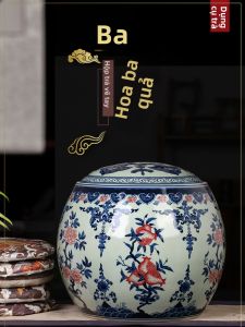 Hộp Đựng Trà Gốm Sứ Vẽ Tay