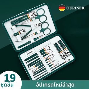 Ouriner กรรไกรตัดเล็บชุดกรรไกรตัดเล็บ9/13/19ชิ้นชุดตัดเล็บสแตนเลสพร้อมถุงพับเครื่องมือความงามกรรไกรชุดทำเล็บ