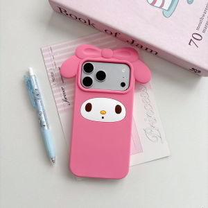 Sanrio | 3D Pink Bowknot Melody Sanrio Phone Case For iphone 17 16 15 14 13 Pro Max 16 Plus 12 Cute Silicone Shockproof Bumper Soft Cover