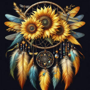 HUACAN Cú Kim Cương Khảm Dreamcatcher Full Vuông Tròn Khoan Tranh Hoạt Hình Chủ Đề Động Vật Trang Trí Phòng Ngủ Nhựa Tranh Thêu Chữ Thập Bộ