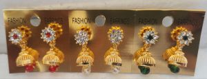 Classic Jhumka Earrings - Flower Stud & Bell Drop 3 SET Size: Small For Kids