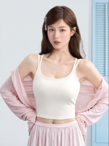 Secret World | Breathable and Cool Feeling Innerwear and Outerwear Tank Top with Padded Bra for Beautifying Back and Hiding Side Breasts White