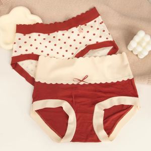 Red Polka Dot Lace Trim Pants