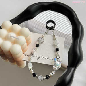 กระเป๋าใส่โทรศัพท์ Clove Butterfly Luxury Short Wristlet Keychain Crystal Beads Phone Case Pendant Womens Fashion Accessories